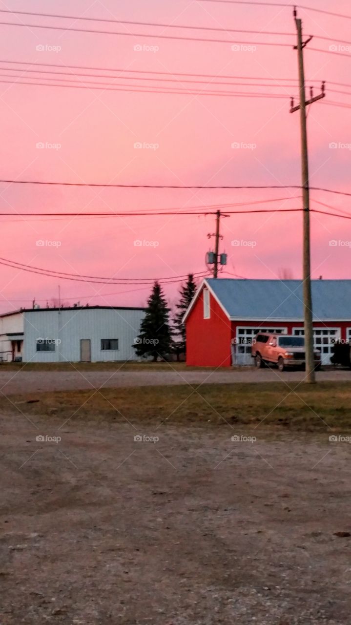 Beautiful sunset at the farm.