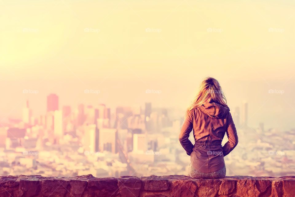 Hazy Vintage Looks - Girl Looking Over the City