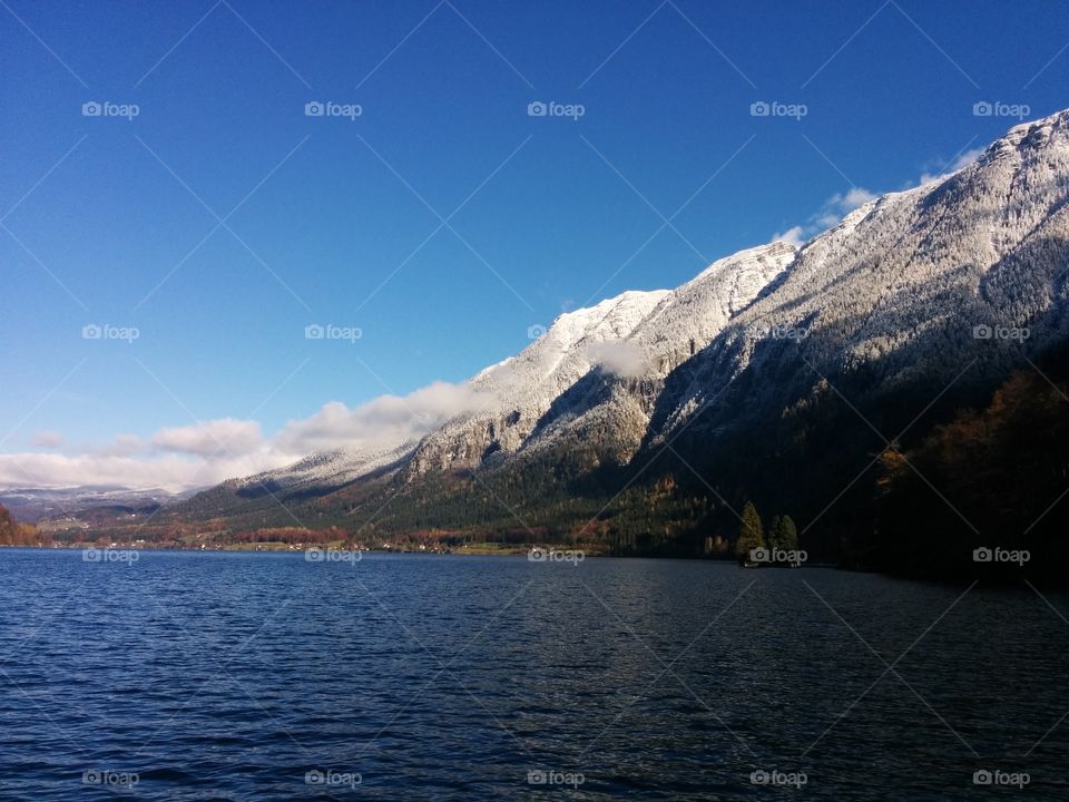 Scenic view of lake and mountain