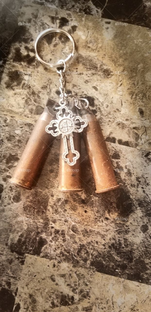 my craft creations with rust, spent bullets and crosses.