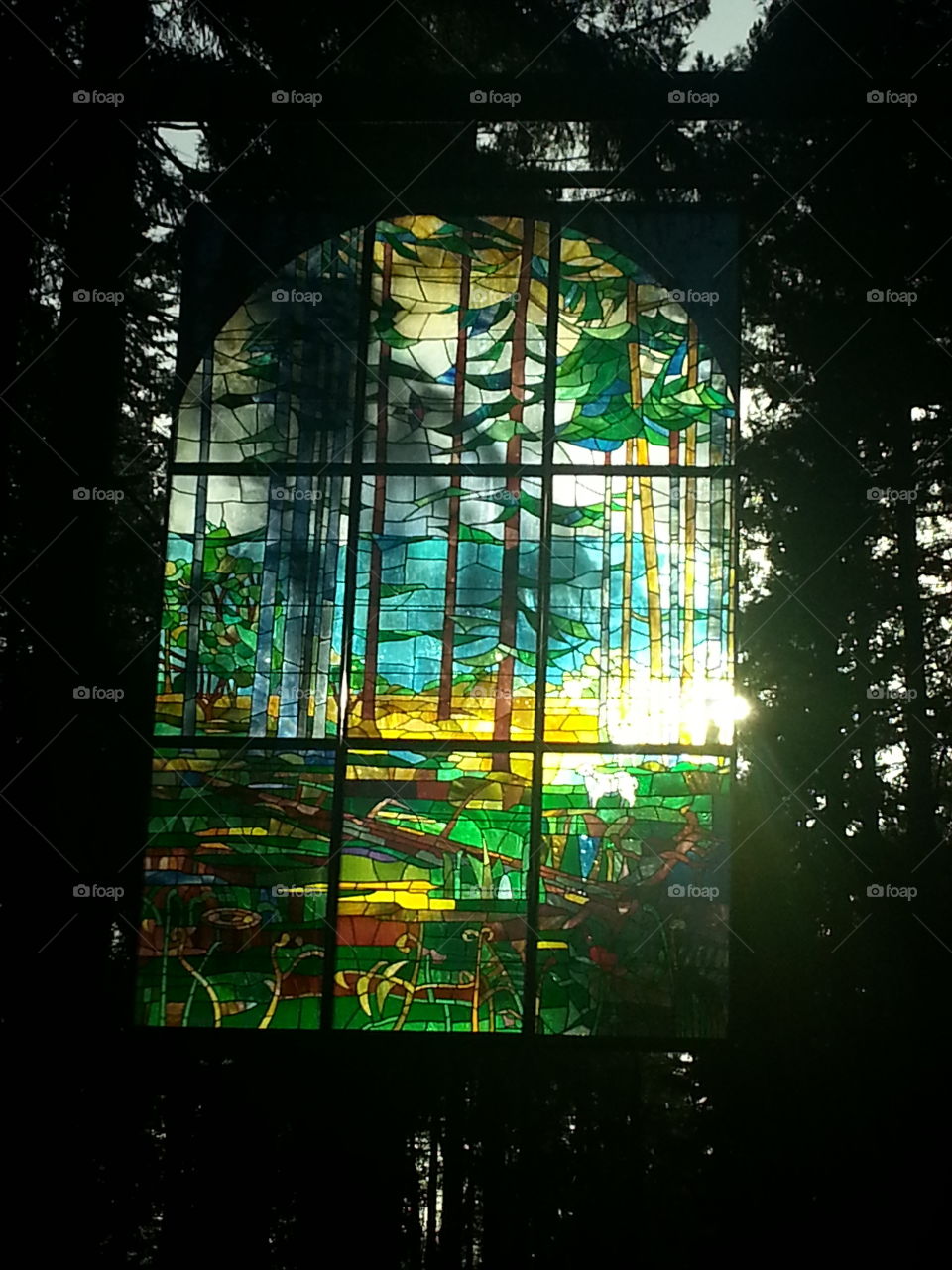 stained glass in the trees