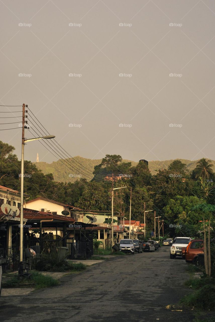 Calm street at residential area.