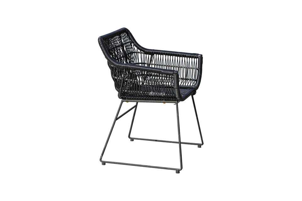 Isolated Chairs made of steel And covered with black plastic on a white background with clipping path.