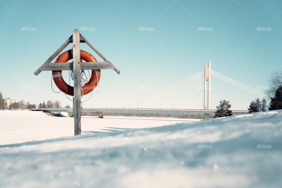 Sea of ice and snow. Float wheel is waiting to be used