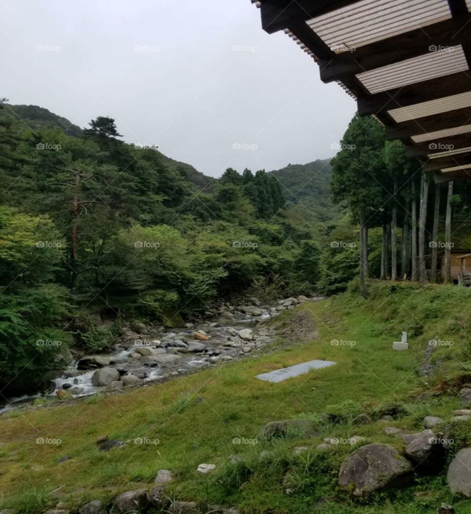 resting in farmhouse view of stream