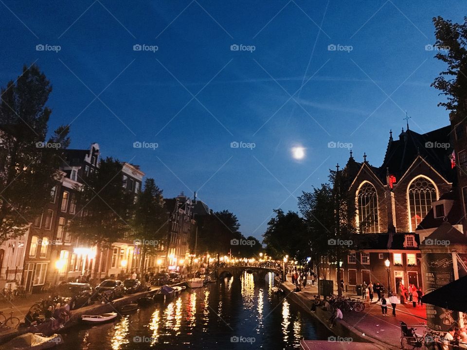 Beautiful evening in Amsterdam.