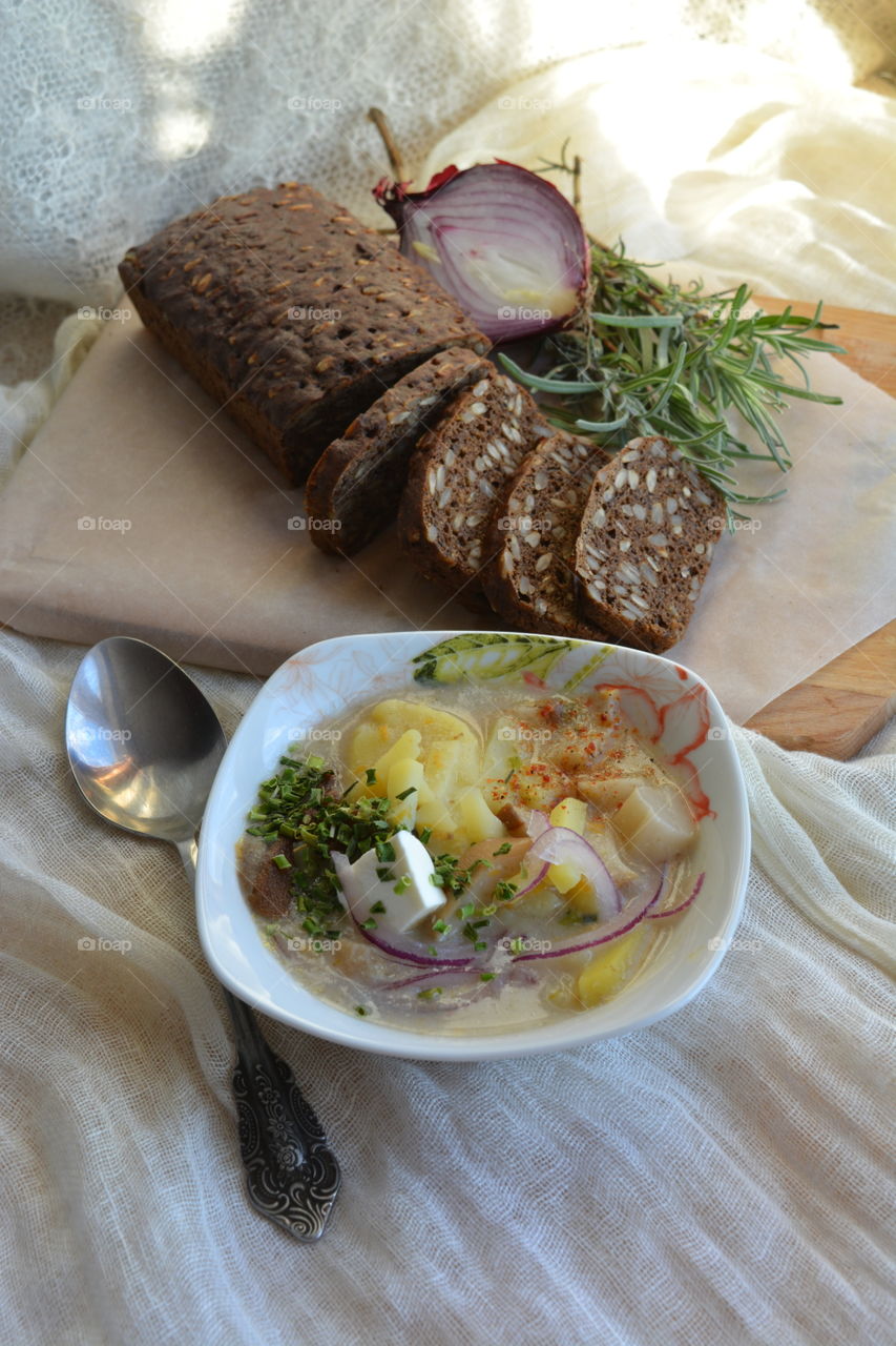 High angle view of food
