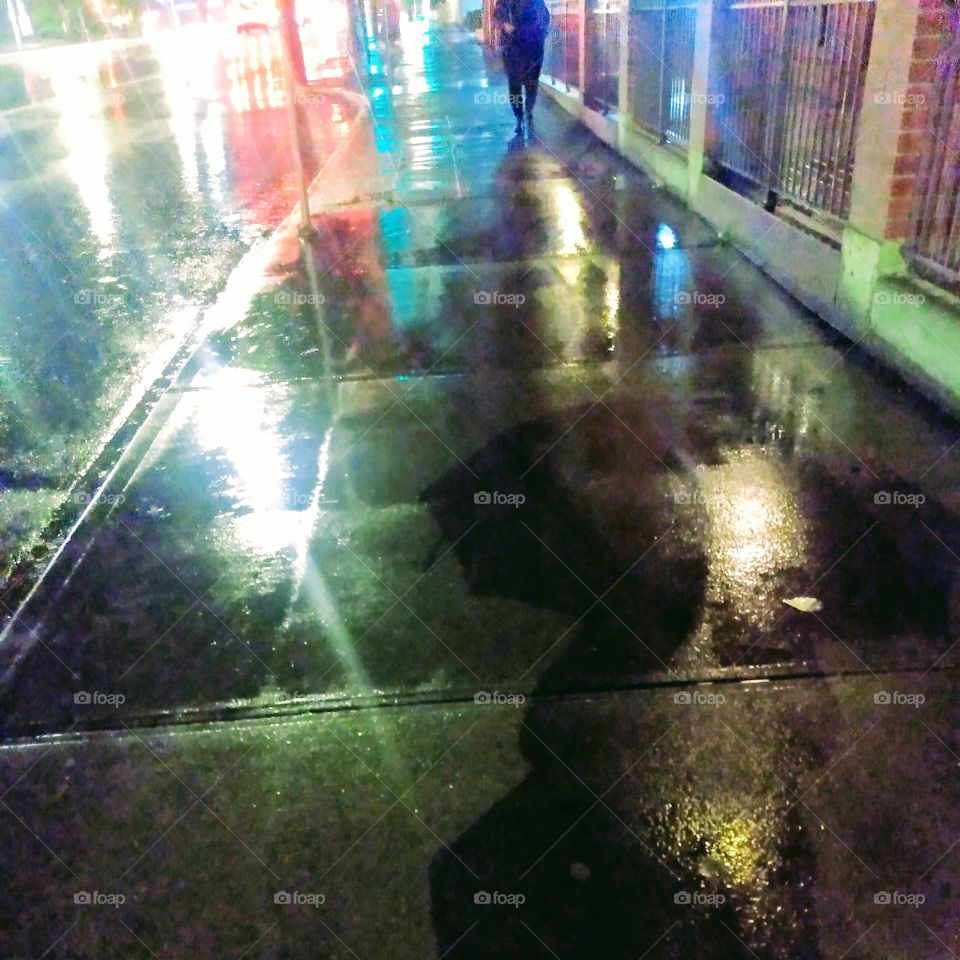 nighttime walk in the rain