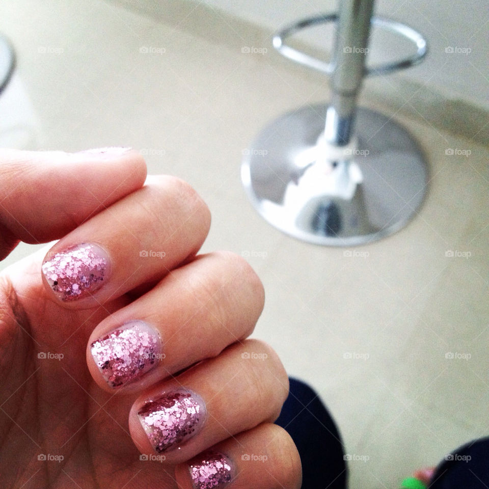 pink nails glitter essie by stschampel