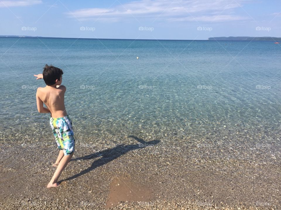 Throwing stones in traverse city Michigan!