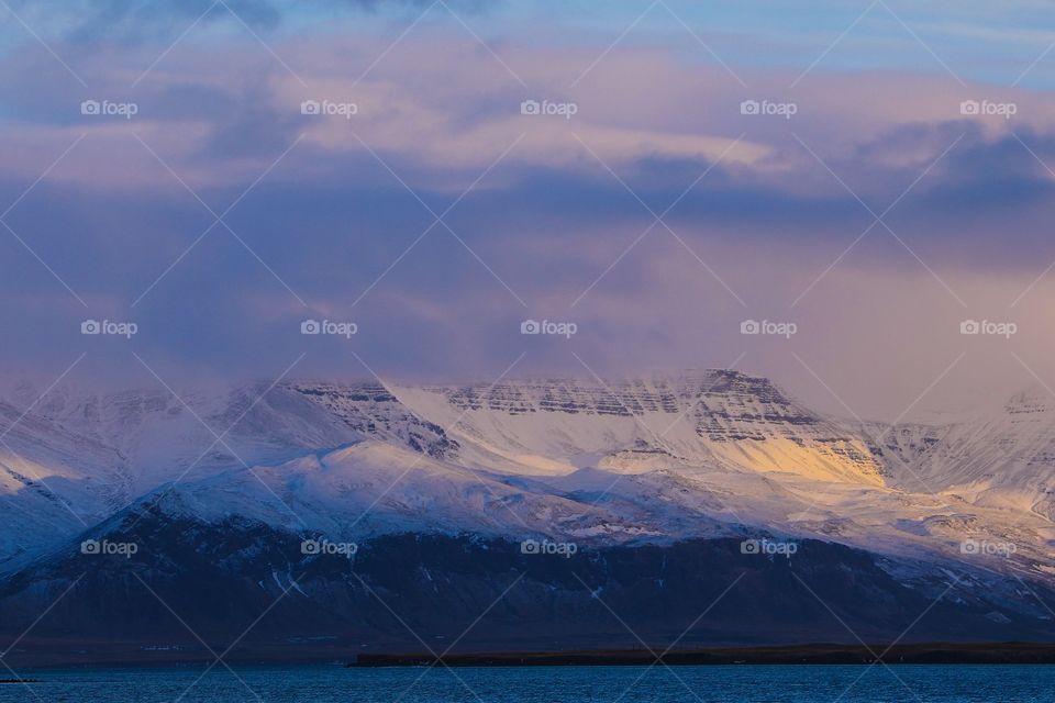 Dawn in winter over Iceland