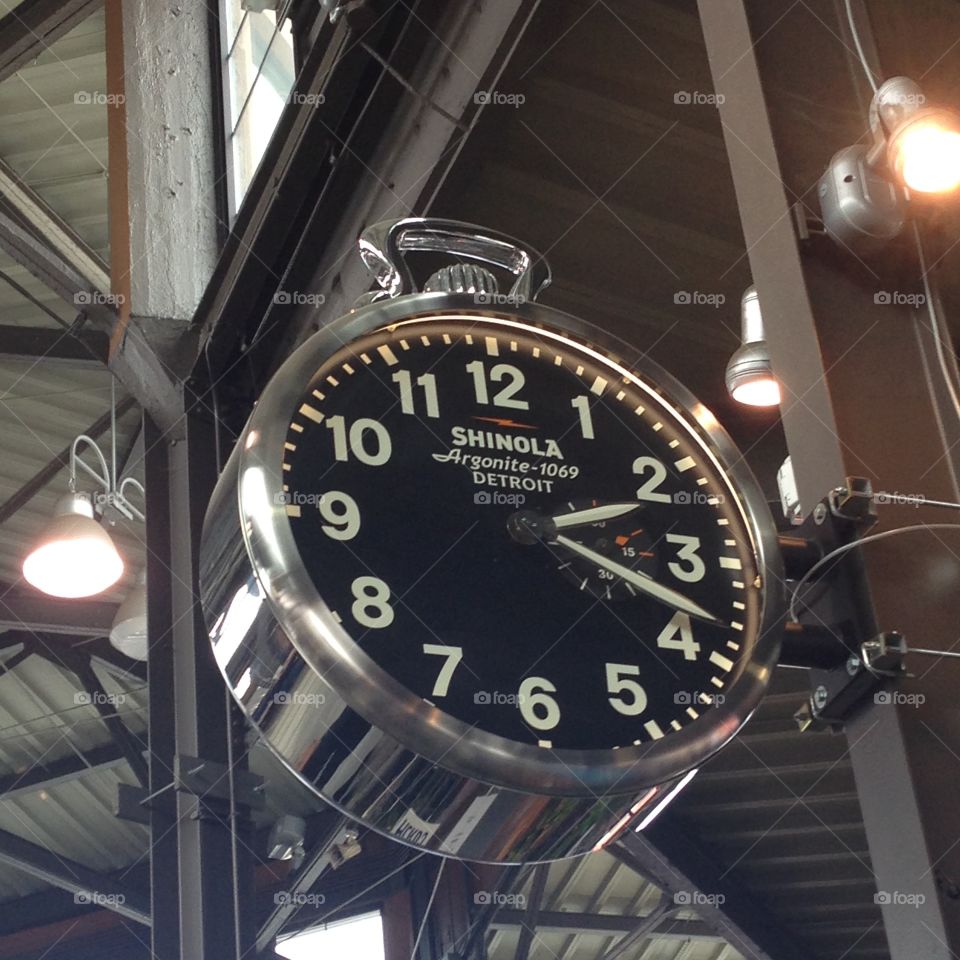 Shinola clock in Eastern Market, Detroit Michigan USA