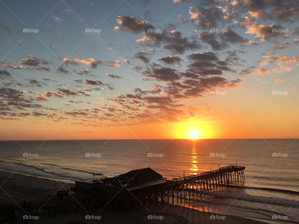 October 19 2016 sun rise in Myrtle Beach South Carolina and the ocean shines so beautiful our God was smiling 