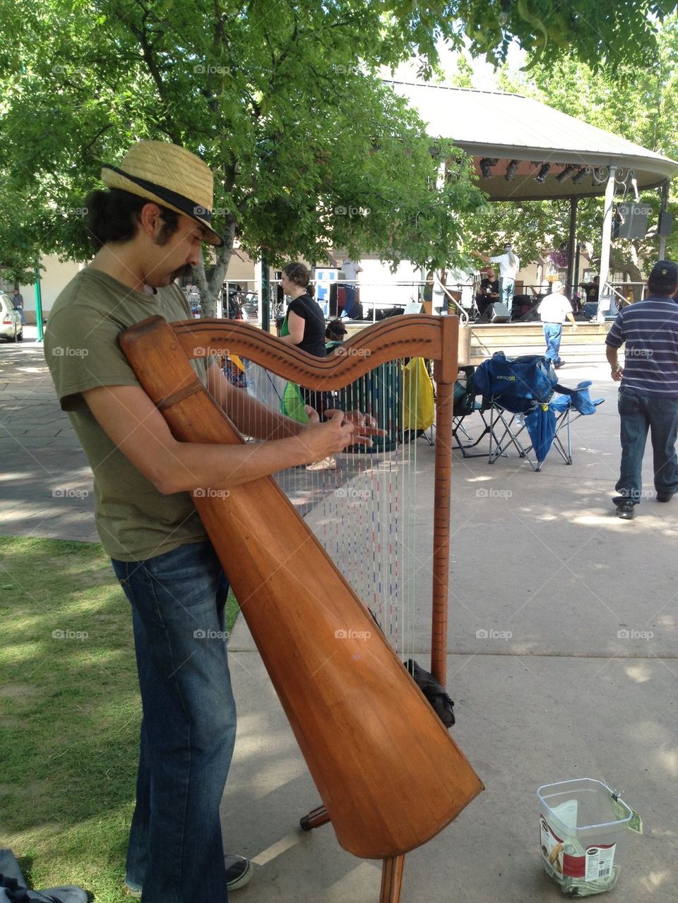 Harp player in Santa Fe