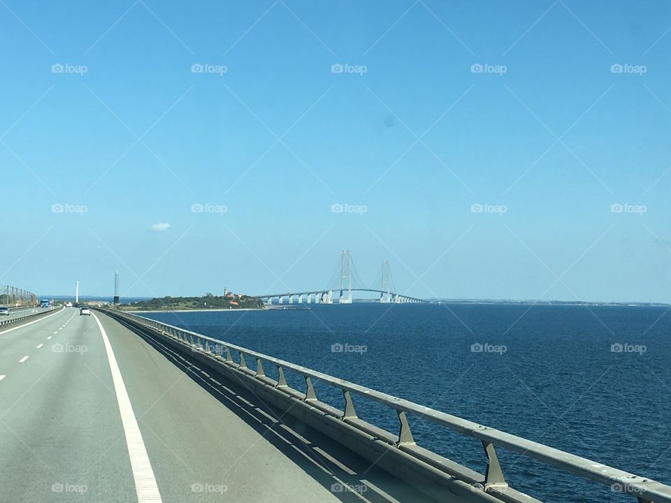 Road Denmark to Sweden bridge summer time 