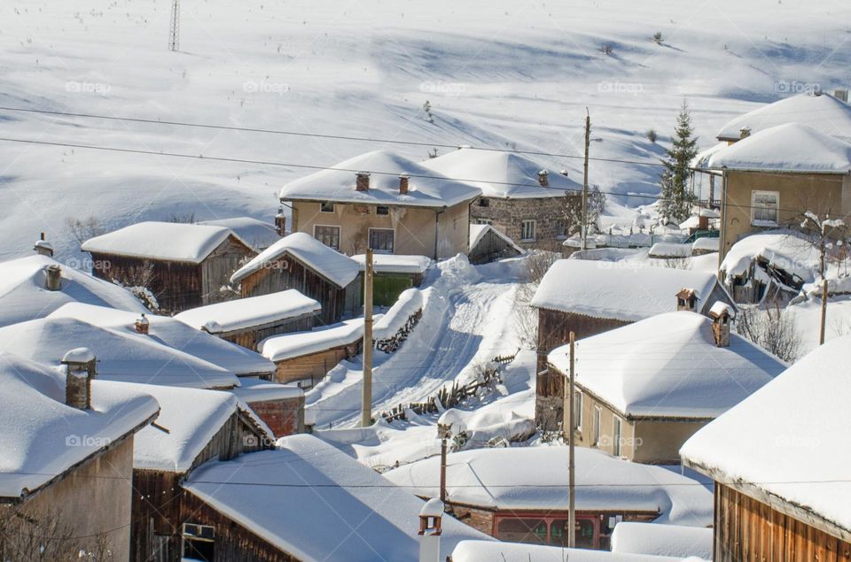 Winter landscape, Ravnogor Village, Bulgaria