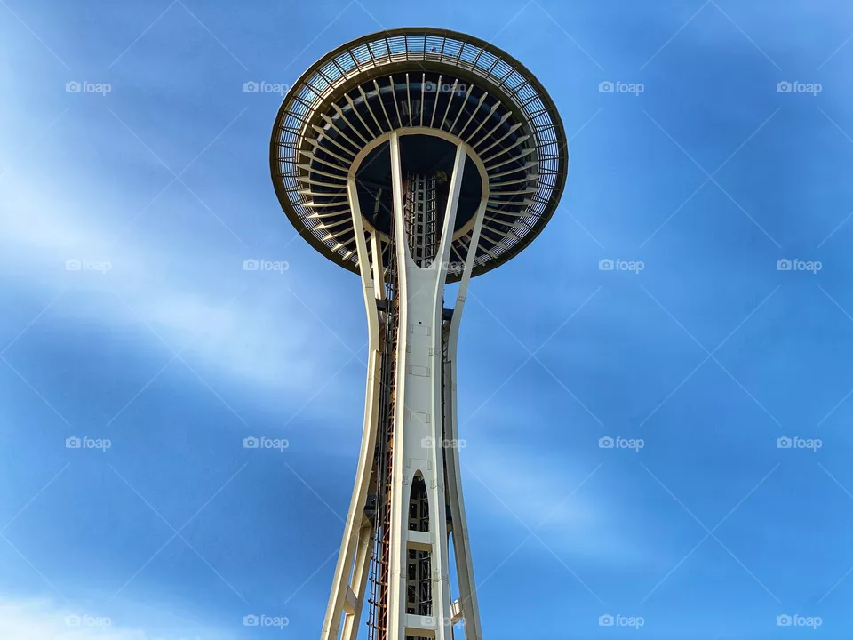 Space needle on a sunny day
