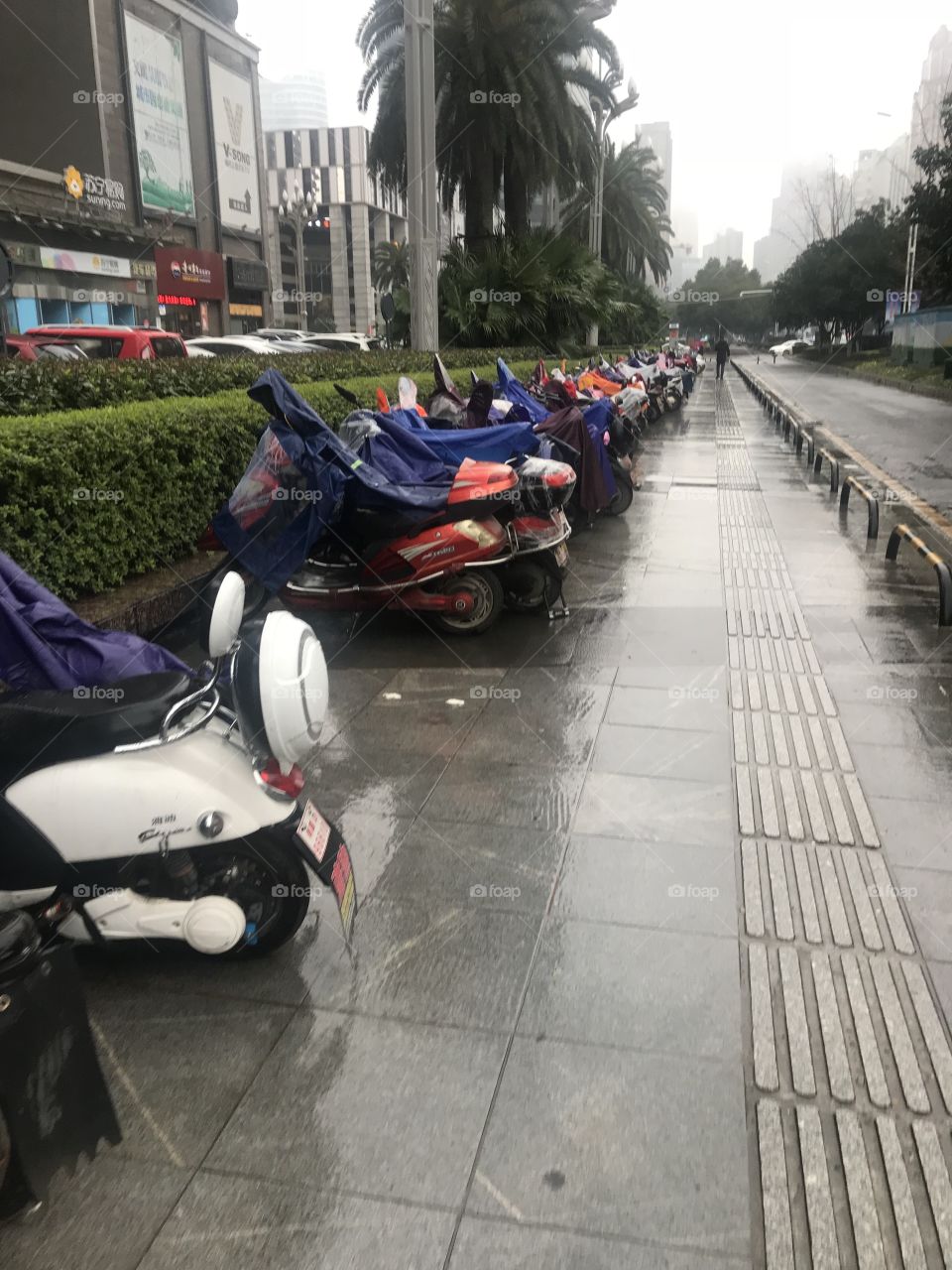 Row of motorbikes in China 