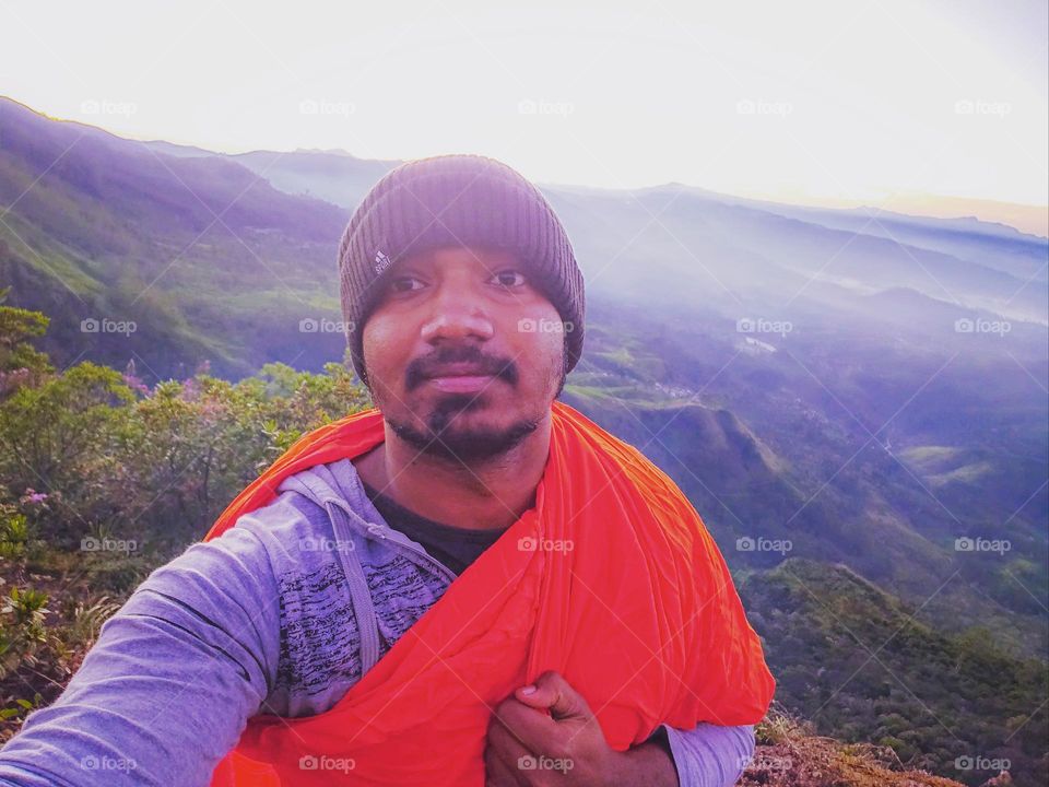 On top of a mountain