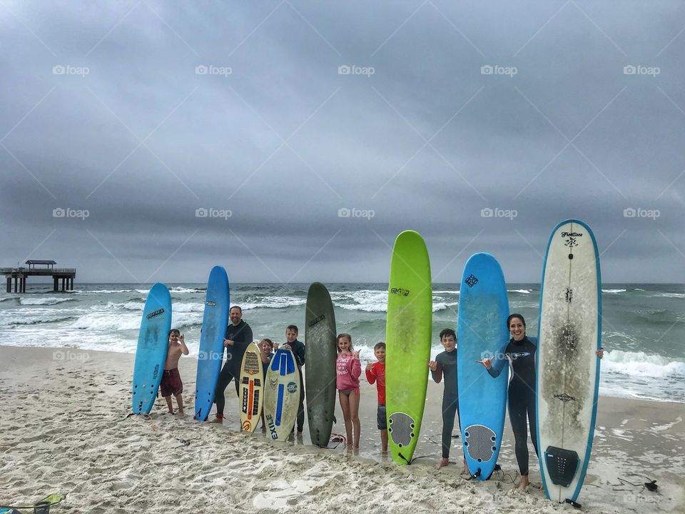 Surfing family photo