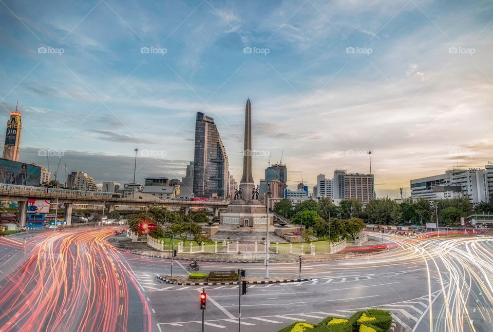 The famous landmark Victory Monument in Bangkok Thailand