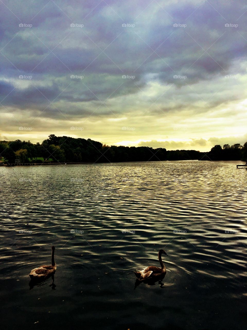Cloudy sky over lake
