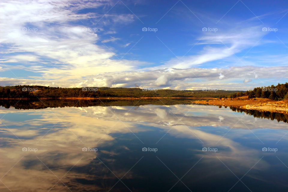 Reflection of clouds on lake