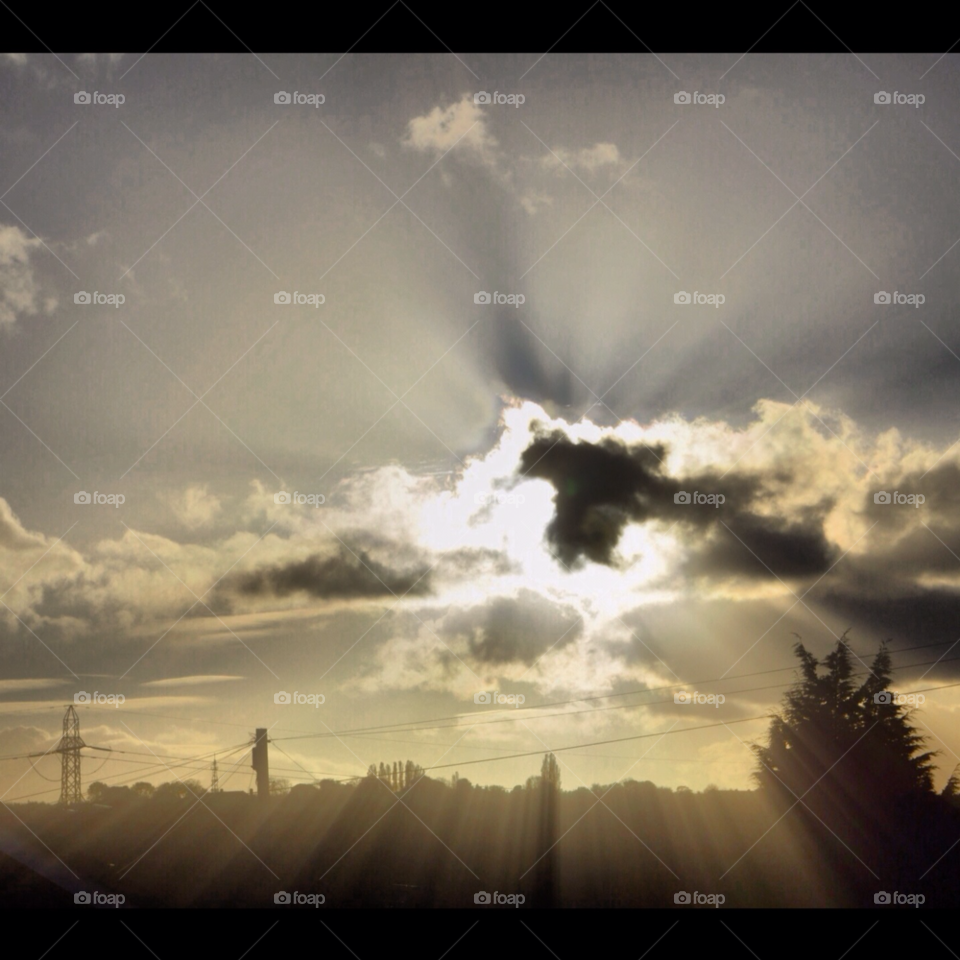 sky tree clouds sun by ItsmeBradders