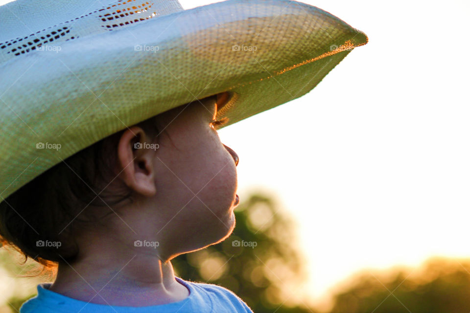 Little Cowboy. Caught my little cowboy looking out at the horizon. Love.