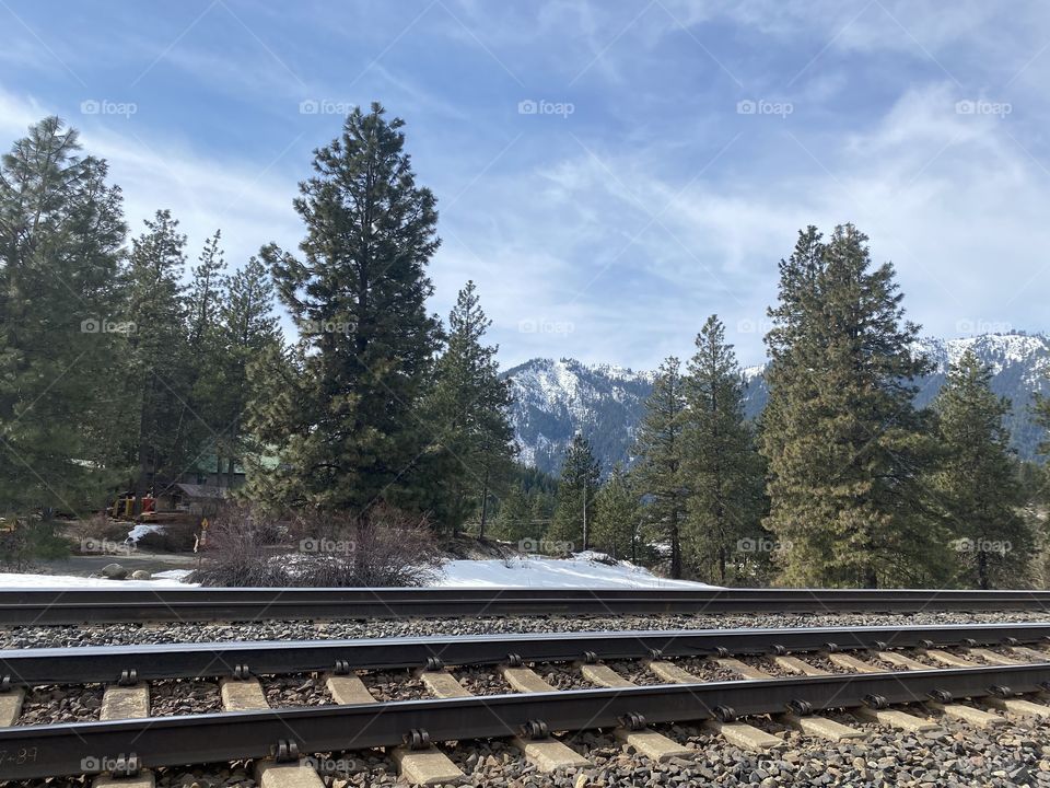View of mountain near Leavenworth railroad 