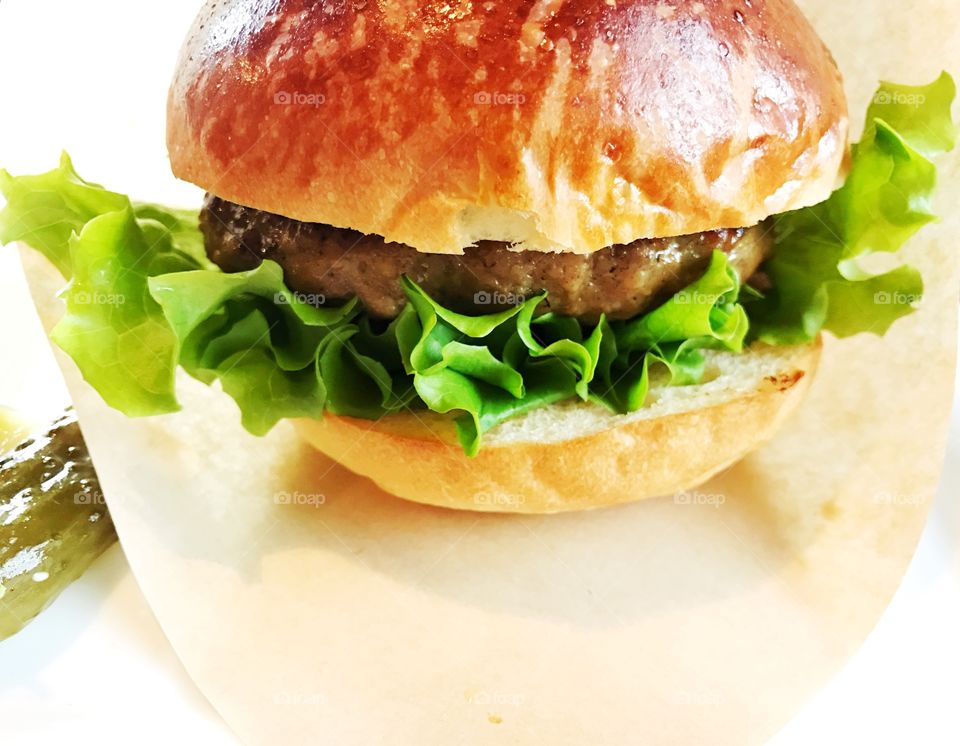 Fresh green hamburger 