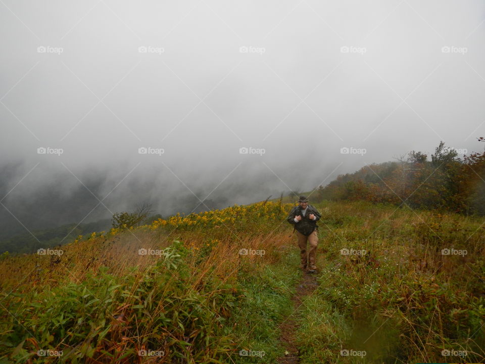 Hiker in the fog