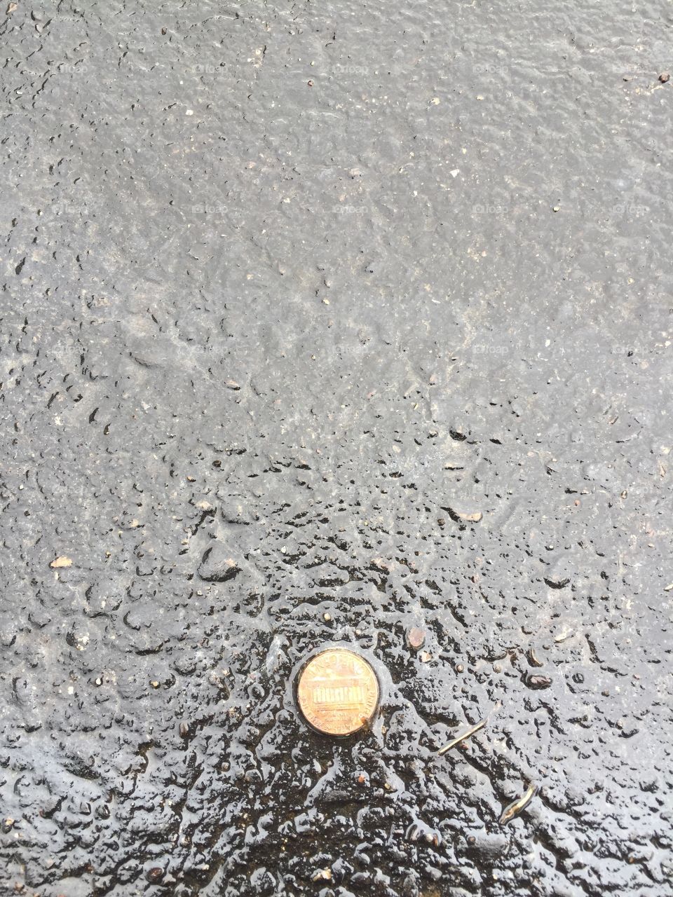 Grease water pavement penny