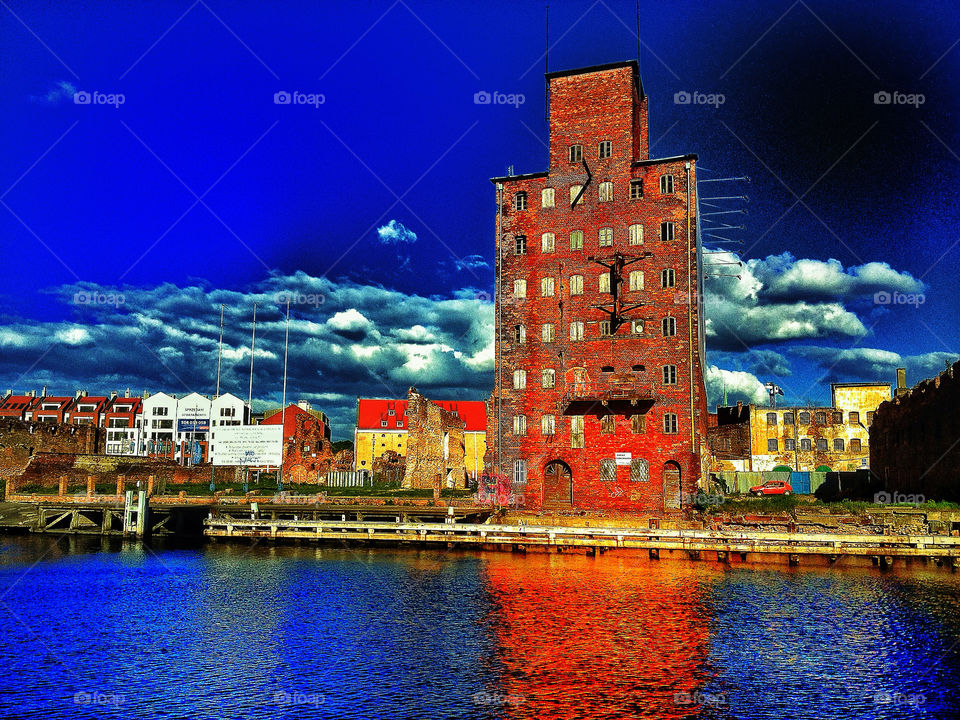 colourful poland river building by penguincody