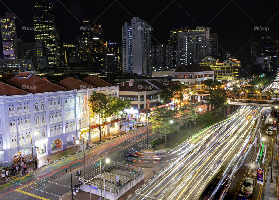 Beautiful night scenery at Chinatown Singapore