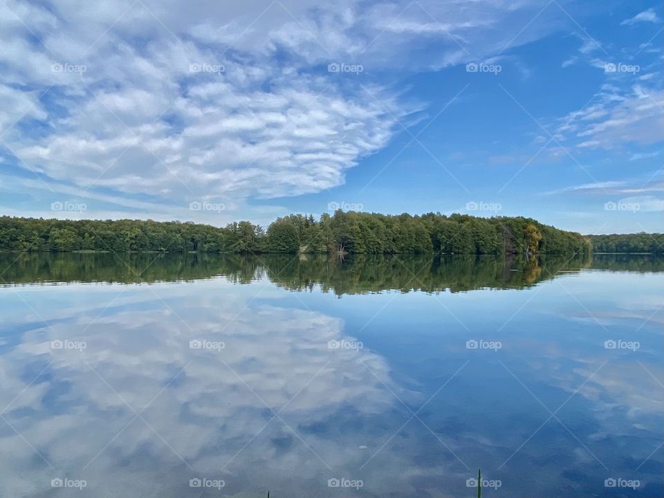 Reflection of clouds in the water. 