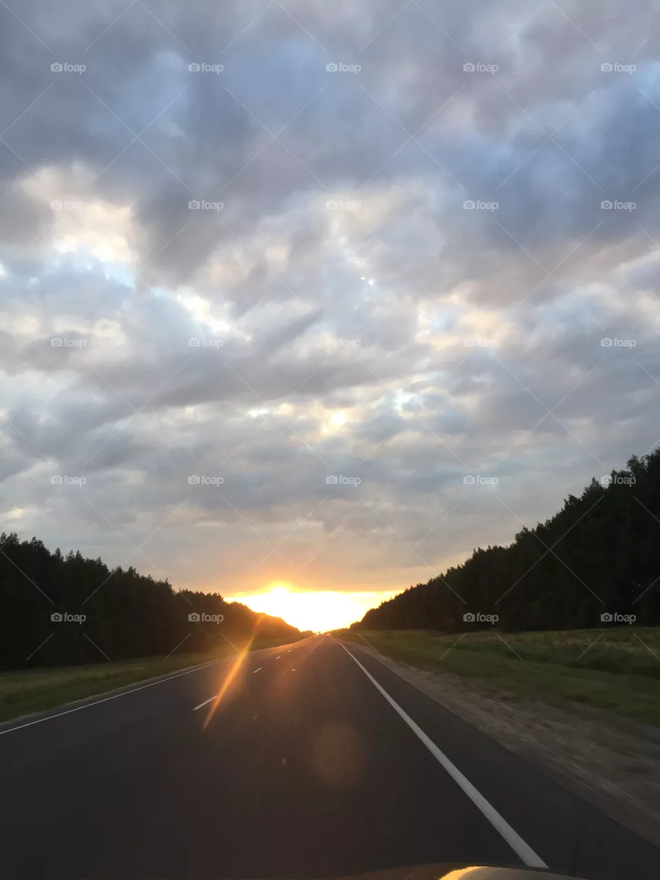 Road. Sunset. 