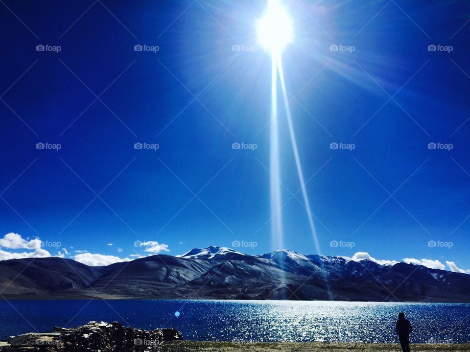 Sunlight reflected on lake