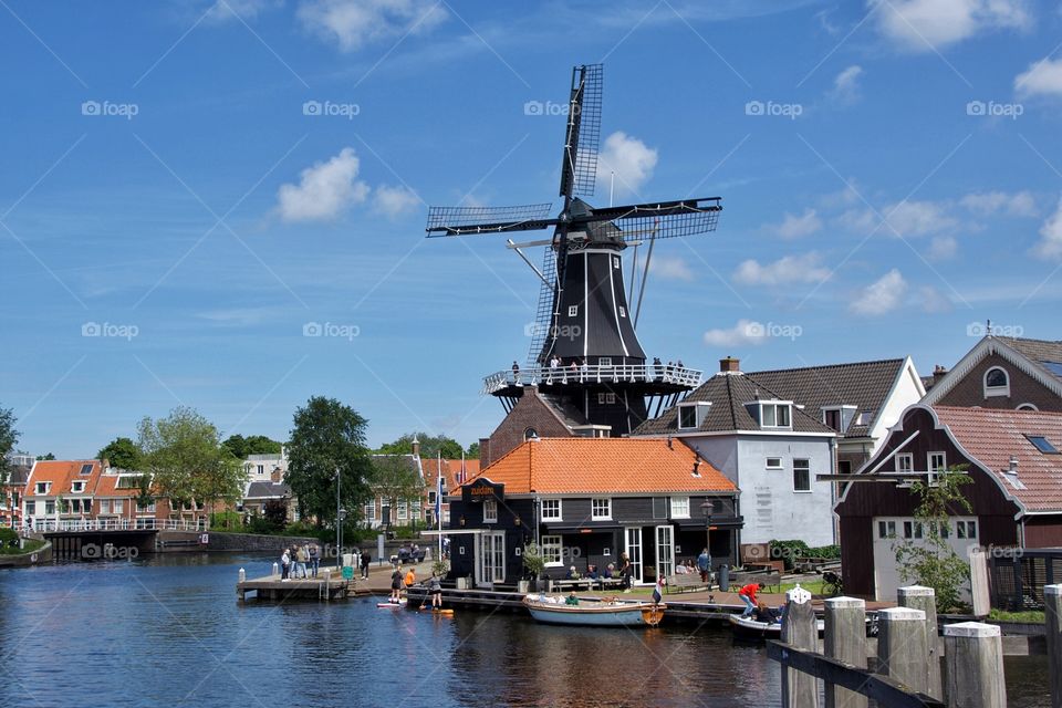 Beautiful windmill in Haarlem Netherlands