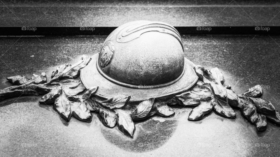 Sculpture of a helmet