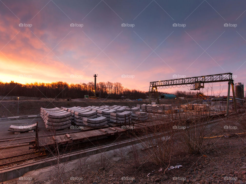 sweden construction sunset railway by dinopapa