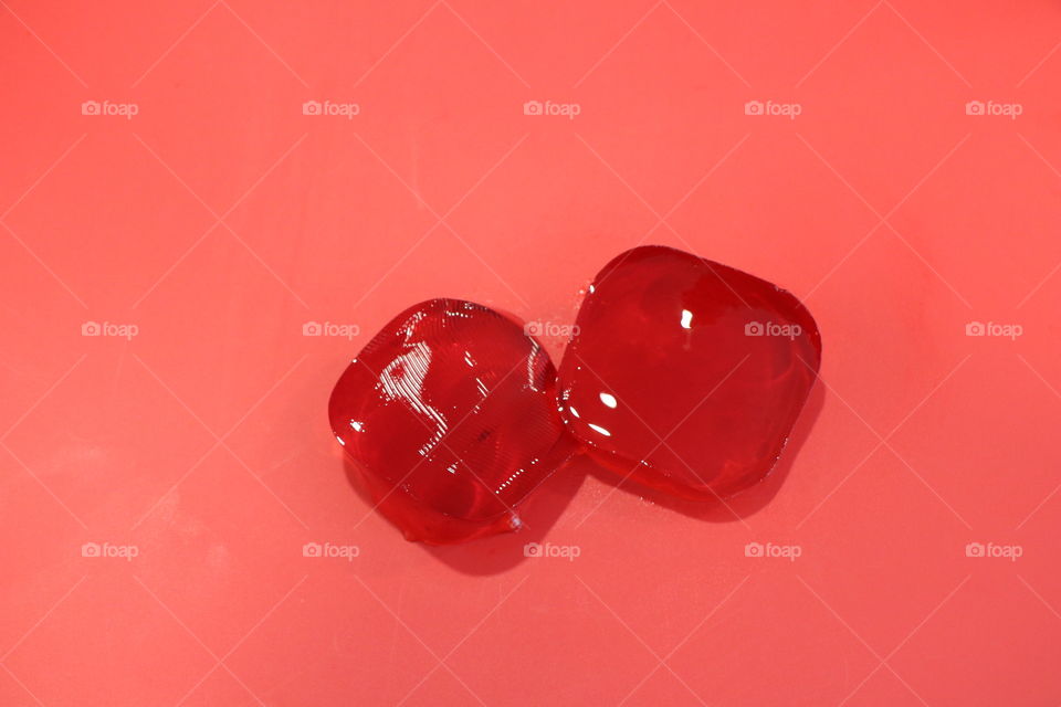 Red jello on a red surface 