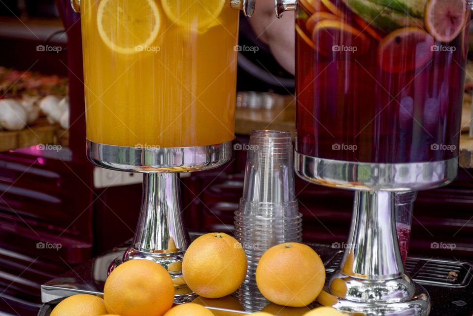 Preparation of lemonade from oranges, watermelons and other fruits.  summer cold drink