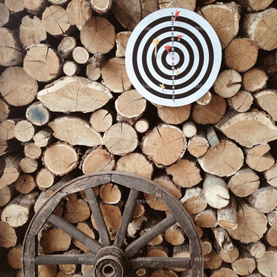 darts, wheel and firewoods. dacha circles : darts, wheel and firewoods
