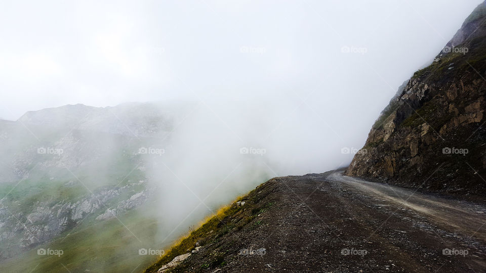 Fog in Mont-de-lans in France
