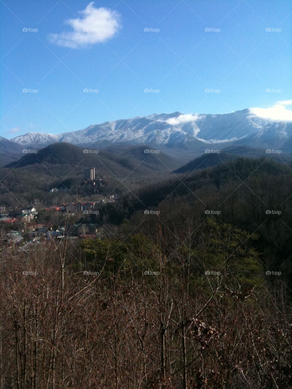 Smoky Mountains from Gatlinburg overpass