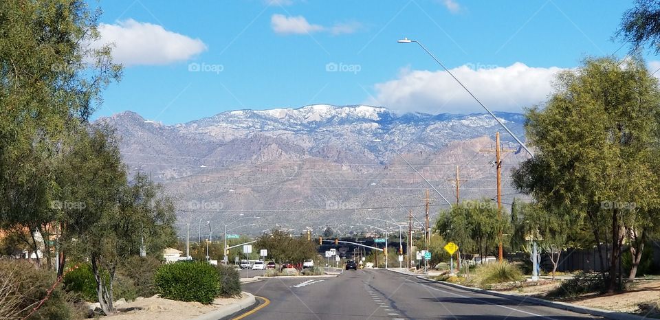 Snow capped Arizona mountain range