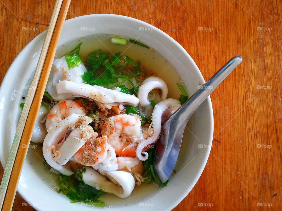 High angle view of seafood in bowl