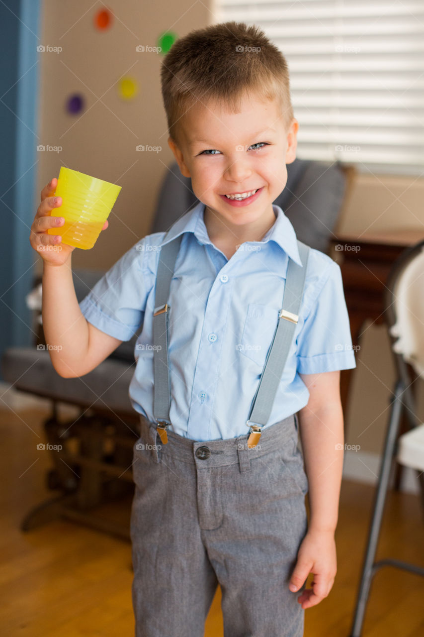 Healthy drinking toddler boy