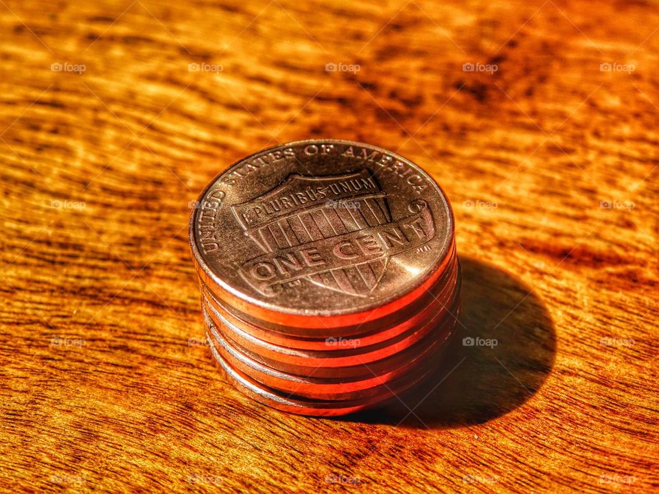 Stack of Newly Minted Pennies
